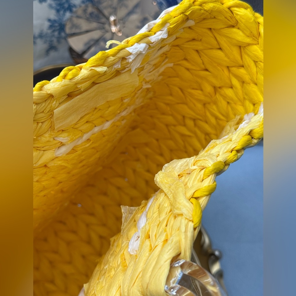 🆕 KATE SPADE NEW YORK 🧿 NWOT Picnic Perfect Lemon Woven Straw Tote Bag *FLAW* - Picture 16 of 16